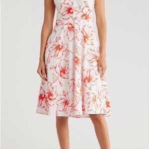 Hutch Orange and White Floral Midi Dress